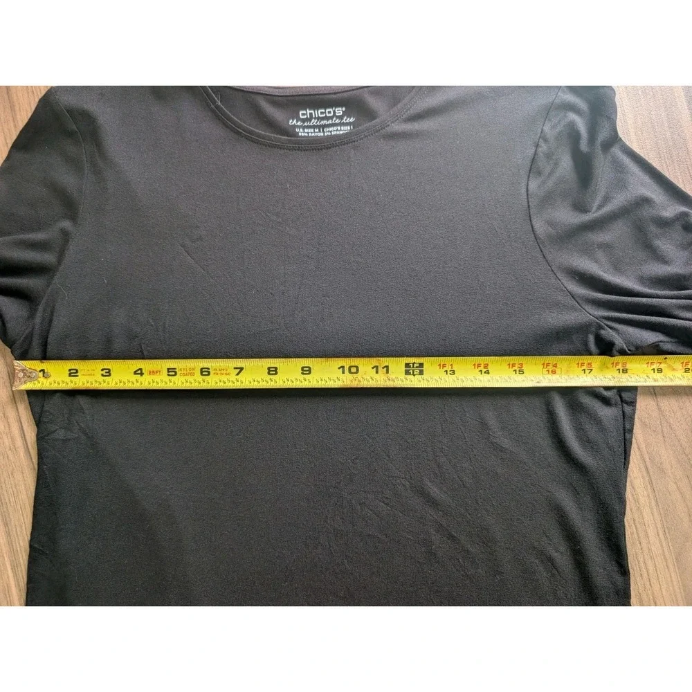 Chico's The Ultimate Tee Black Long Sleeve Stretch Knit Top Size 1 Medium - Picture 5 of 5